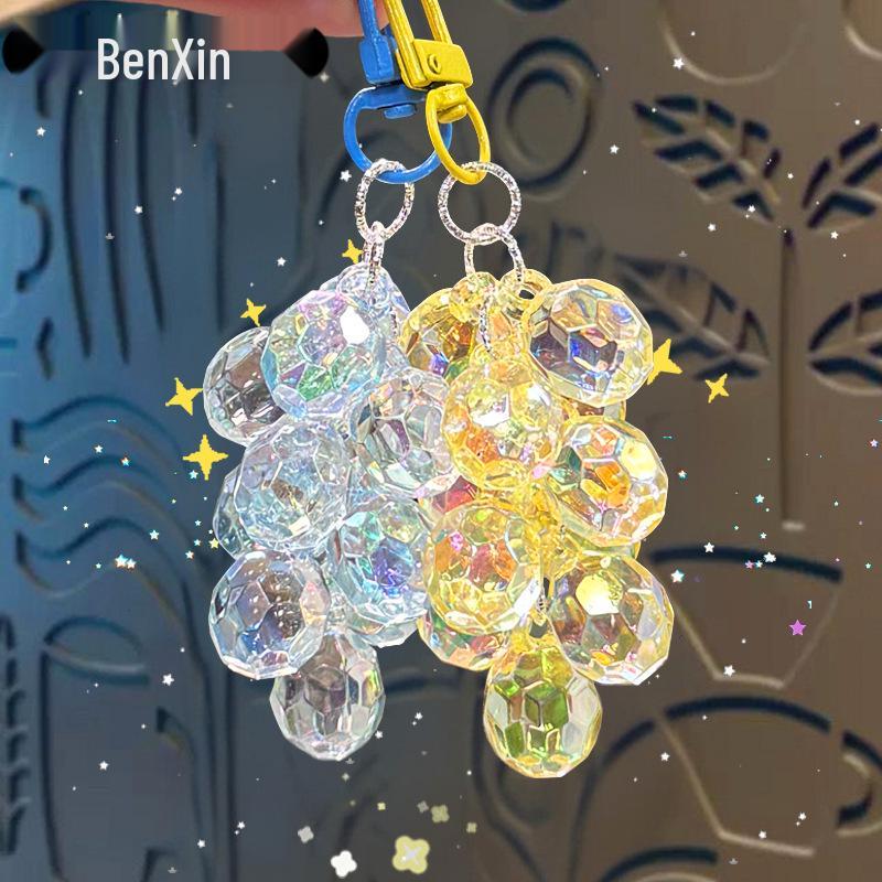 Charming Transparent Acrylic Grape Cluster Keychain - Women's Handbag Accessory & Small Gift