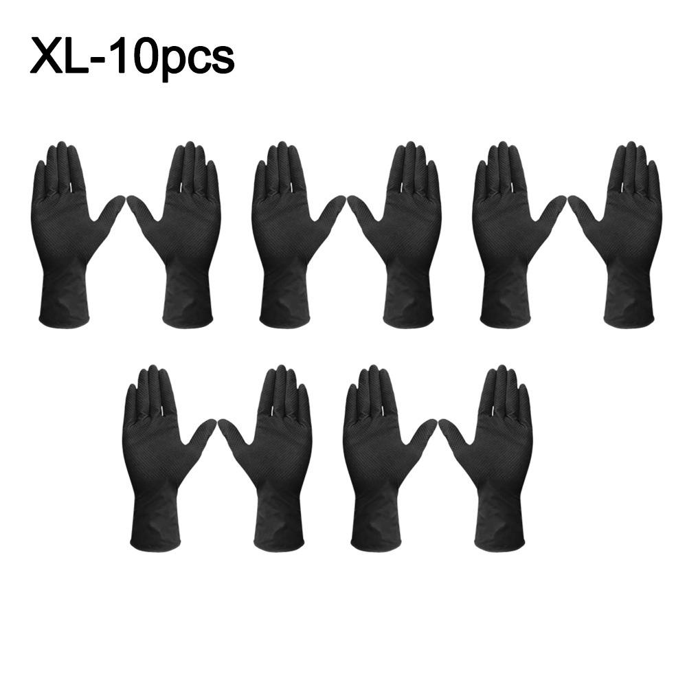 10pcs Heavy Duty Nitrile Gloves with Diamond Textured Safety Gloves  Industrial Use