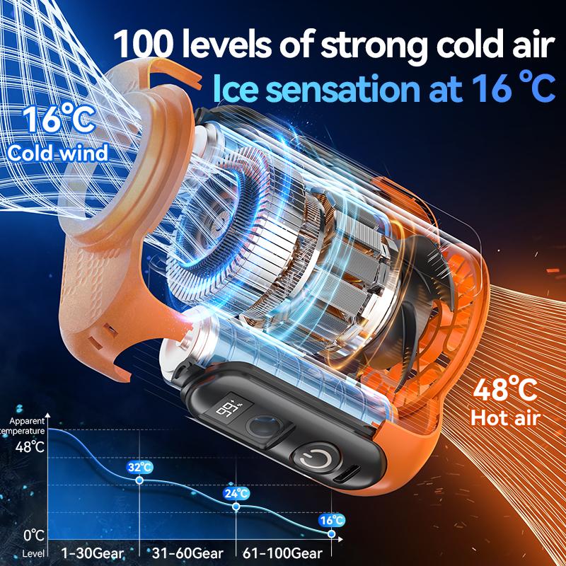 Hanging Waist Fan 5000mAh Large Capacity Lithium Battery Clip Waist Cooling Fan Outdoor Waist Fan With Flash Light Waist Clip Fa