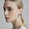 Premium Light Luxury Copper-Plated Platinum Inlaid White Shell S925 Silver Needle Stud Earrings Niche Exquisite Cold Wind Earrings Women