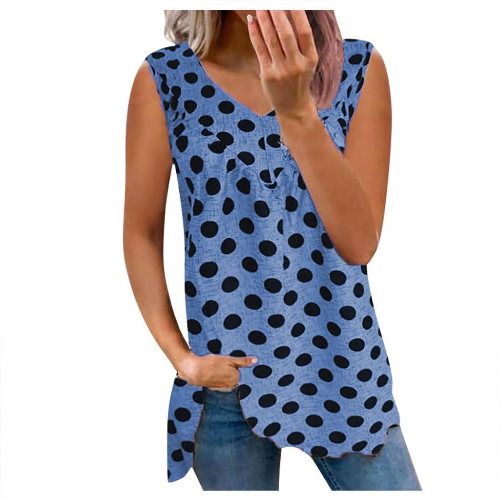 Ladies Camisole Top Loose Casual V-neck Small Dot Print Sleeveless Vest