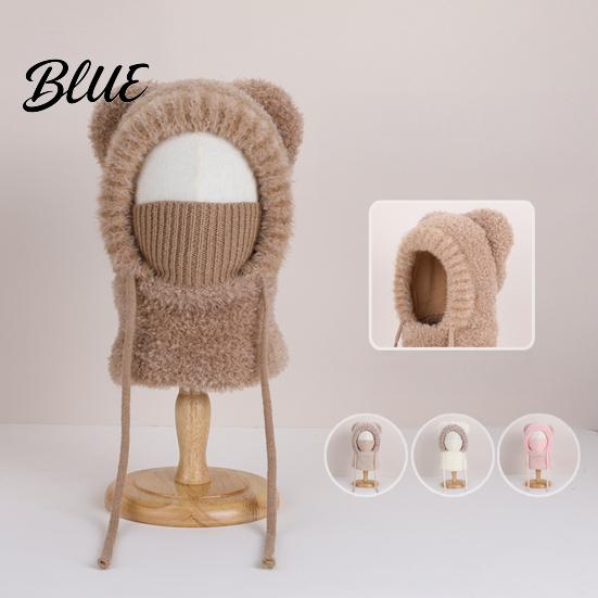 Soft Baby Hat Lightweight Kids Styling Warm Bear Ear Children Plush Windproof Winter with Face