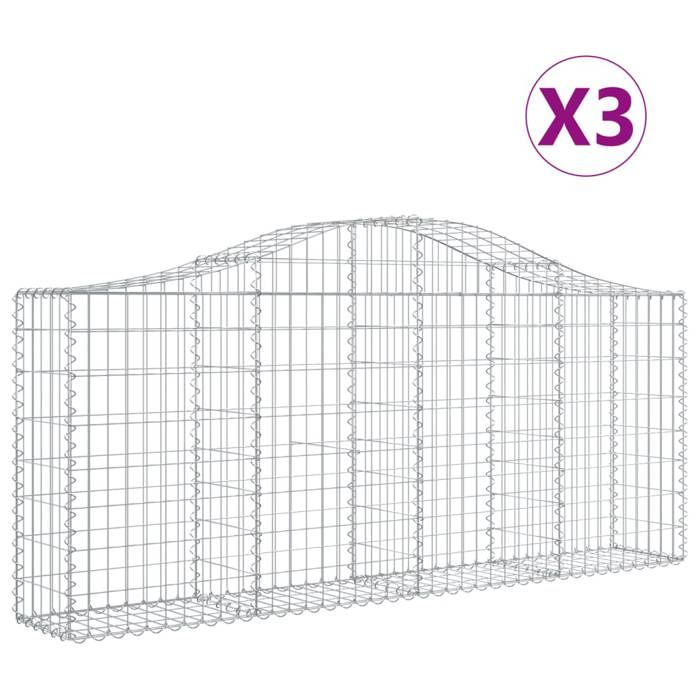 VidaXL 3x Arched Gabion Baskets Arched Gabion Cages Gabion Walls Garden Fences Terrace Outdoor 3145410