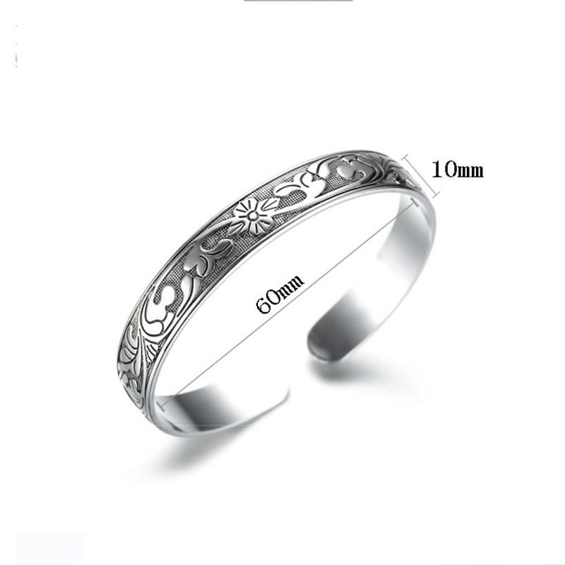 Silver Color Cuff Bracelet for Women Vintage Fashion Plum Flower Party Accessories Thai Silver Jewelry Gifts