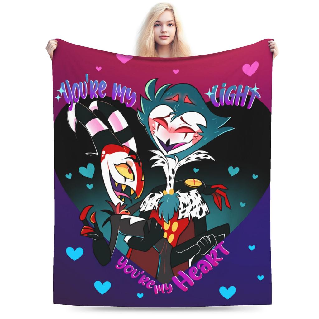 Blitzo Plush Blanket Kids Helluva Boss Flannel Throw Blanket For Living Room Warm Soft Custom DIY Quality Bedspread Gift