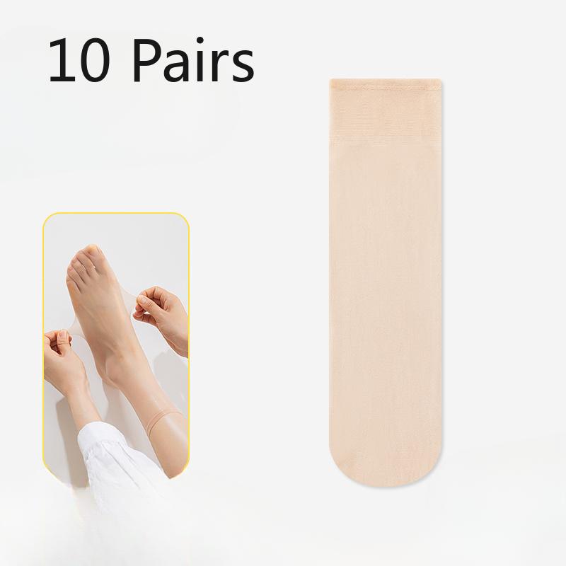 

10 пар женских летних тонких хрустальных носков из кристального шелка, устойчивых к износу 10 Pairs телесный