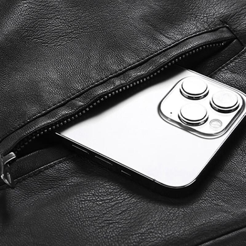 ROMON Men's Spring Autumn Faux Leather Lapel Jacket