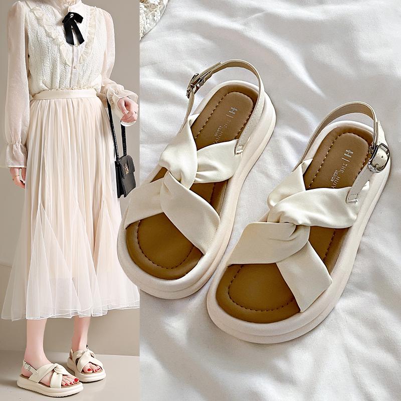 Modische Plateausandalen Koreanische Lässige Flache Strandschuhe Damen Sport Dicke Sohle Mode Sandalen 2025