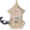 Bird Feeder High Capacity Hexagon Shaped Roof Wood Creative Bird Nest for Garden
