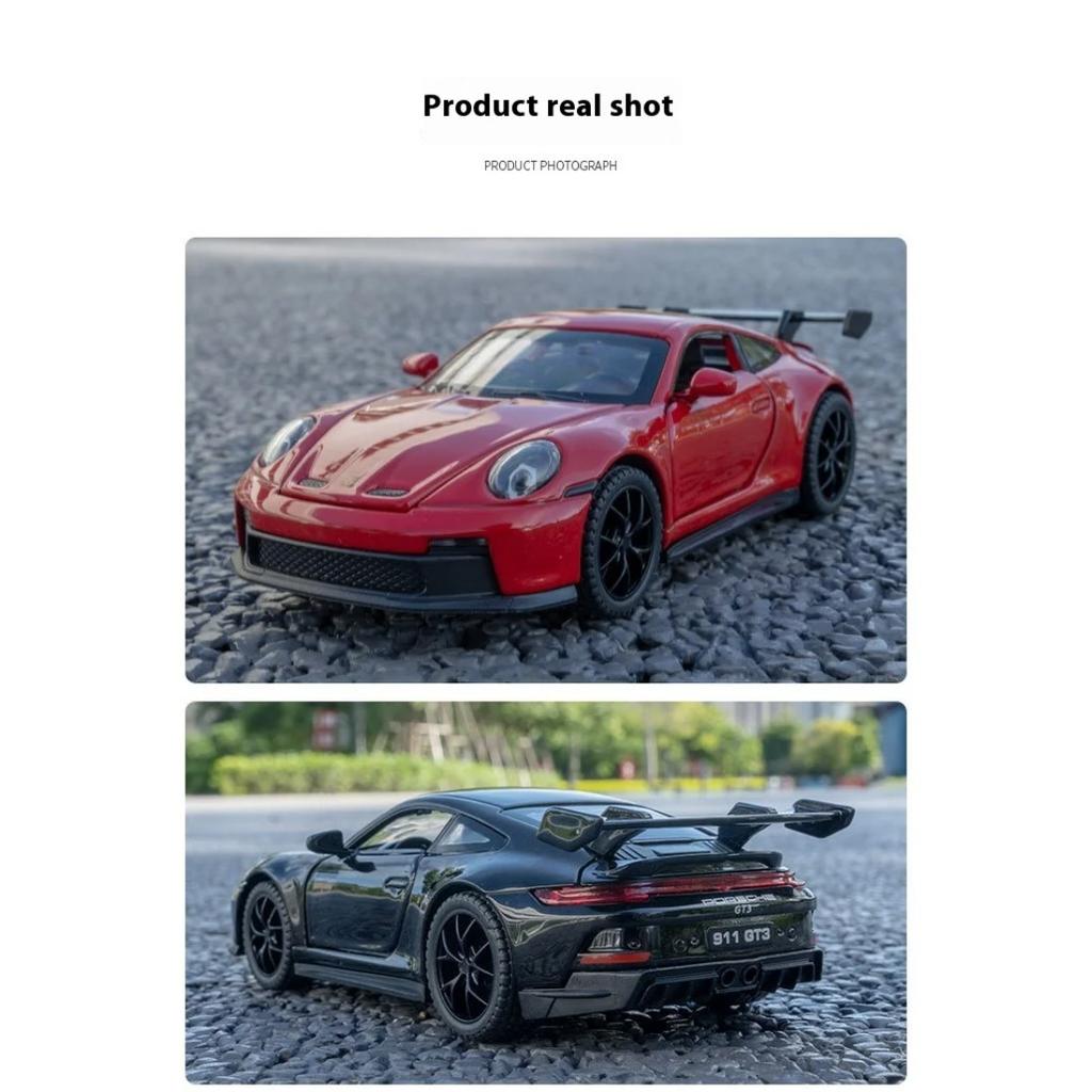 Maßstab 1/32 Porsche 911 GT3 Supersportwagen Legierung Metall Diecast Modellauto Sound und Licht Kinderspielzeug Geburtstagsgeschenk für Kinder Mini GT Jungen