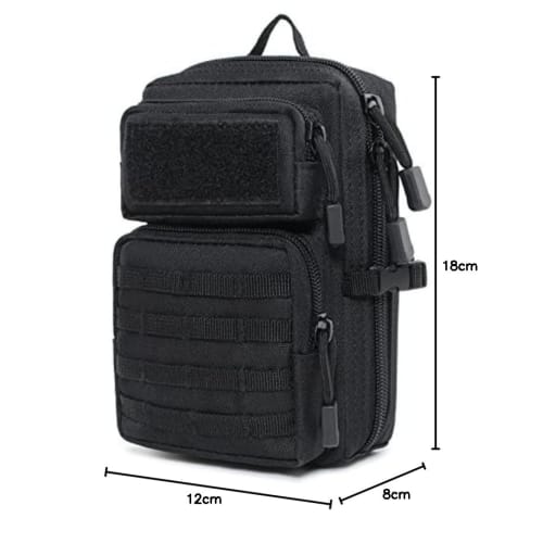 TRIWONDER MOLLE Military Pouch, Smartphone Pouch, Waist Pouch, Airsoft Pouch, Belt Loop Bag, Tactical Military Pouch (Black)