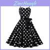 Abito Vintage A Pois A Linea Ad A Con Fantasia 3D Scollo A V Senza Maniche Per Uso Casual