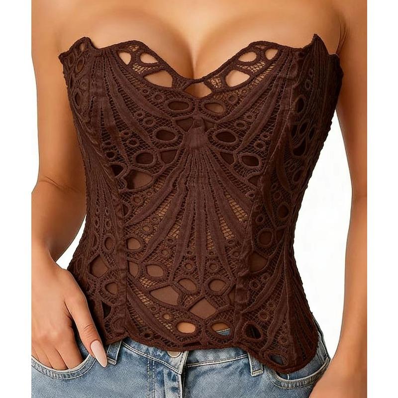 Kant Corset Top met Uitgesneden Design