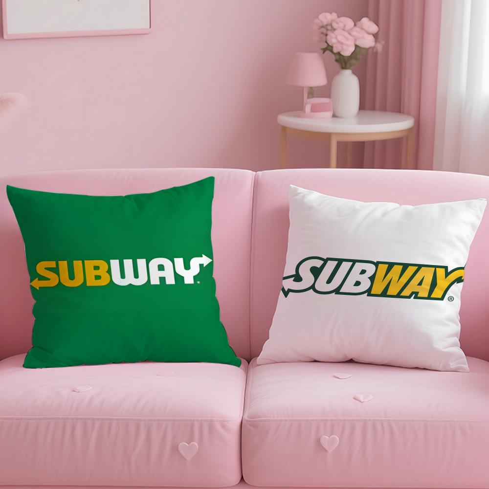 Classic Restaurant Brand Subway Cushion Cover Soft EasyWash Pillow Case Versatile for Couch Bed Travel and Office