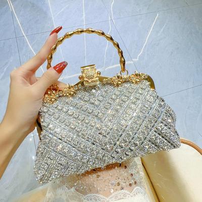 Sac à main de soirée de luxe en strass - Sac à bandoulière cheongsam avec chaîne en diamant