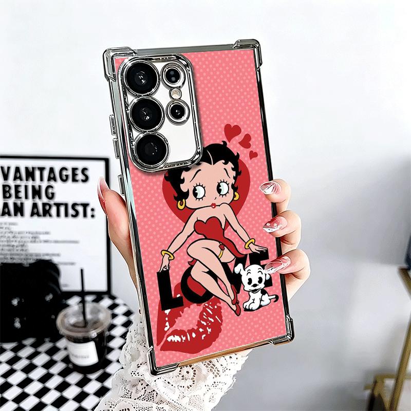 

B-Bettys B-Boops Girl Plating Phone Case For Samsung Galaxy S24 S25 FE S26 Edge S23 Ultra S22 S21 Plus S20 Anti-Fall Airabag Cov Samsung S23 Plus
