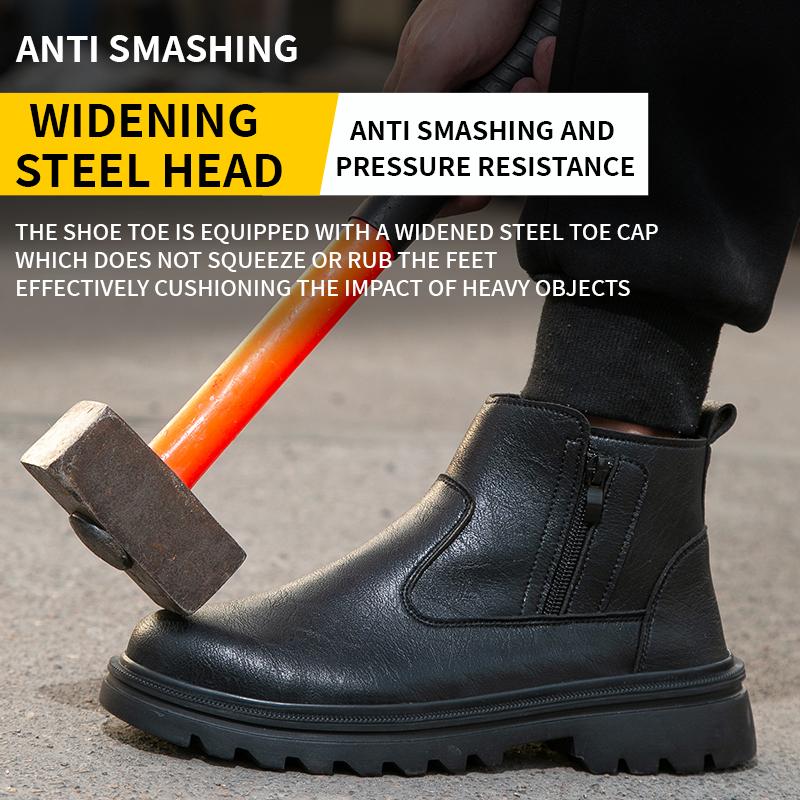 Plus Size 47 Work Boots Steel Toe Shoes Men Leather Boots Waterproof Safety Boot for Engineers Puncture-Proof Protection Shoes