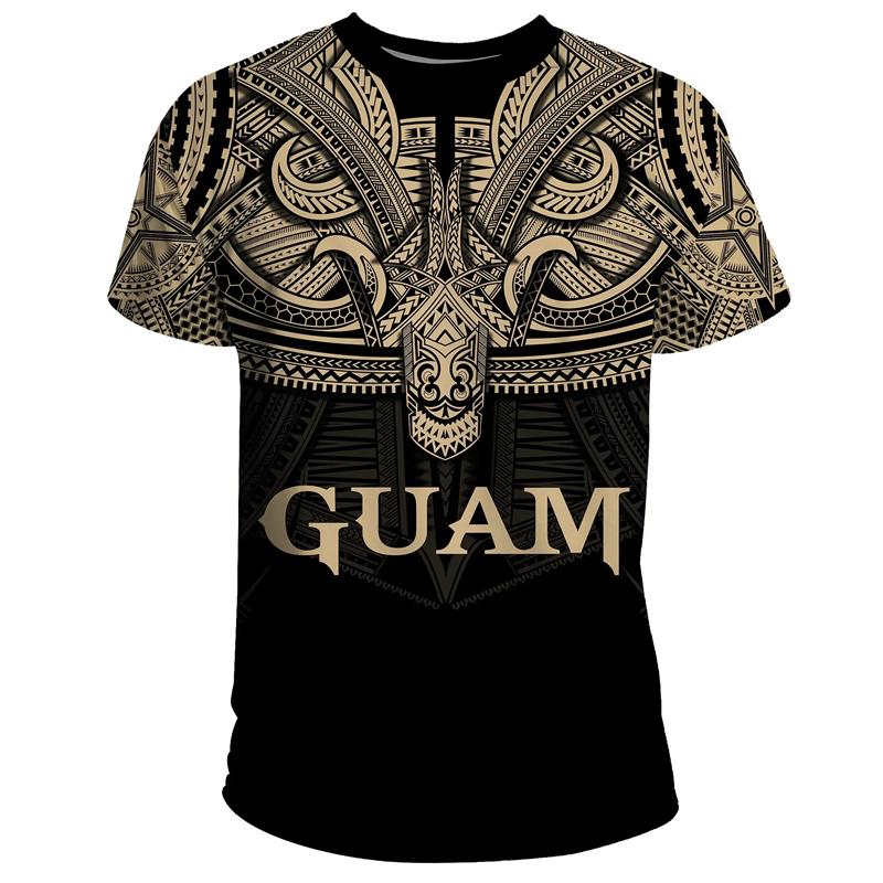 Guam Polynesia T Shirts Men Summer Casual 3D Printed T-shirt Hawaiian Round Neck Short Sleeves Tops Street Oversized Tee Shirt