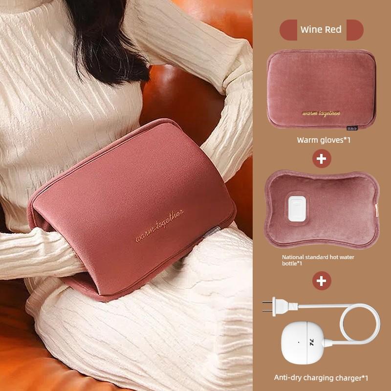Anti-Dry Burning Rechargeable Hot Water Bottle with Velvet Surface, Warm Hand Warmer, Warm Belly Warmer, Bed Heating Pad, Hand Warmer for Students