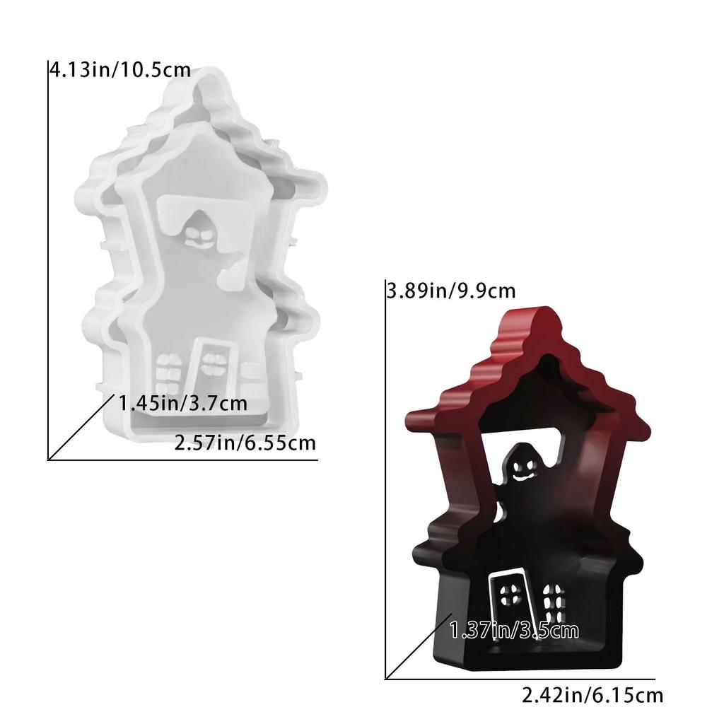 Halloween Ghost House Mold Multifunctional Spooky Plaster Decor Mold Candlestick Craft Mold Flexible For Desktop Decorations