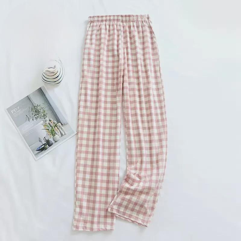 Women's Thin Fleece Pajamas & Plaid Pants - Warm, Straight-Leg, Casual & Outdoor Wear for Autumn/Winter