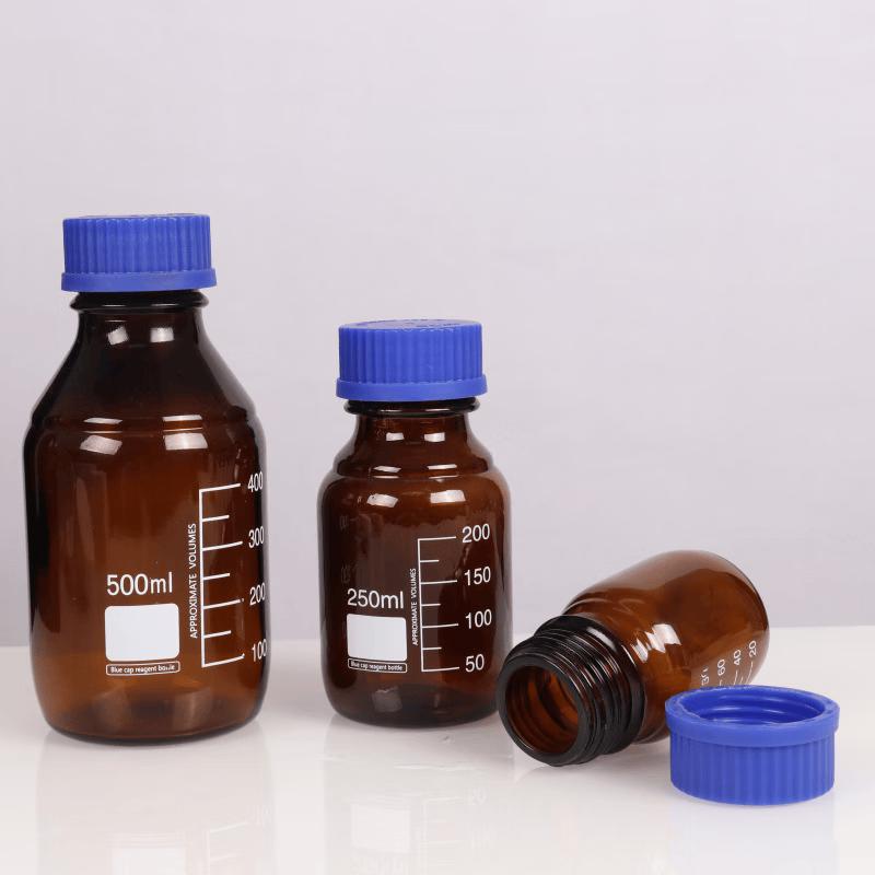 Mousmi Brown Blue Cap Reagent Bottle with Scale 25mL