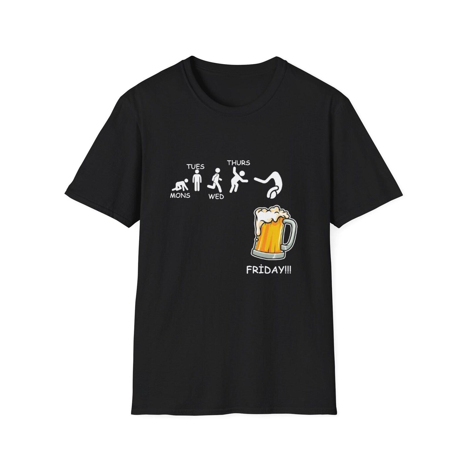 Evolution to Beer Friday T-Shirt | Funny Drinking Weekday Shirt 2XL