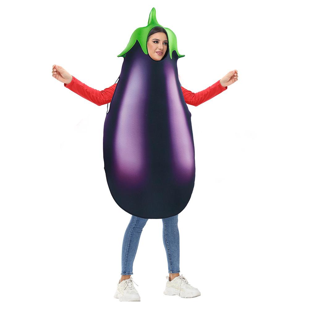 Stage Vegetables Eggplant Role Play Suit for Adult Men Women Halloween Christmas Party Cosplay Digital Printing Costume Outit