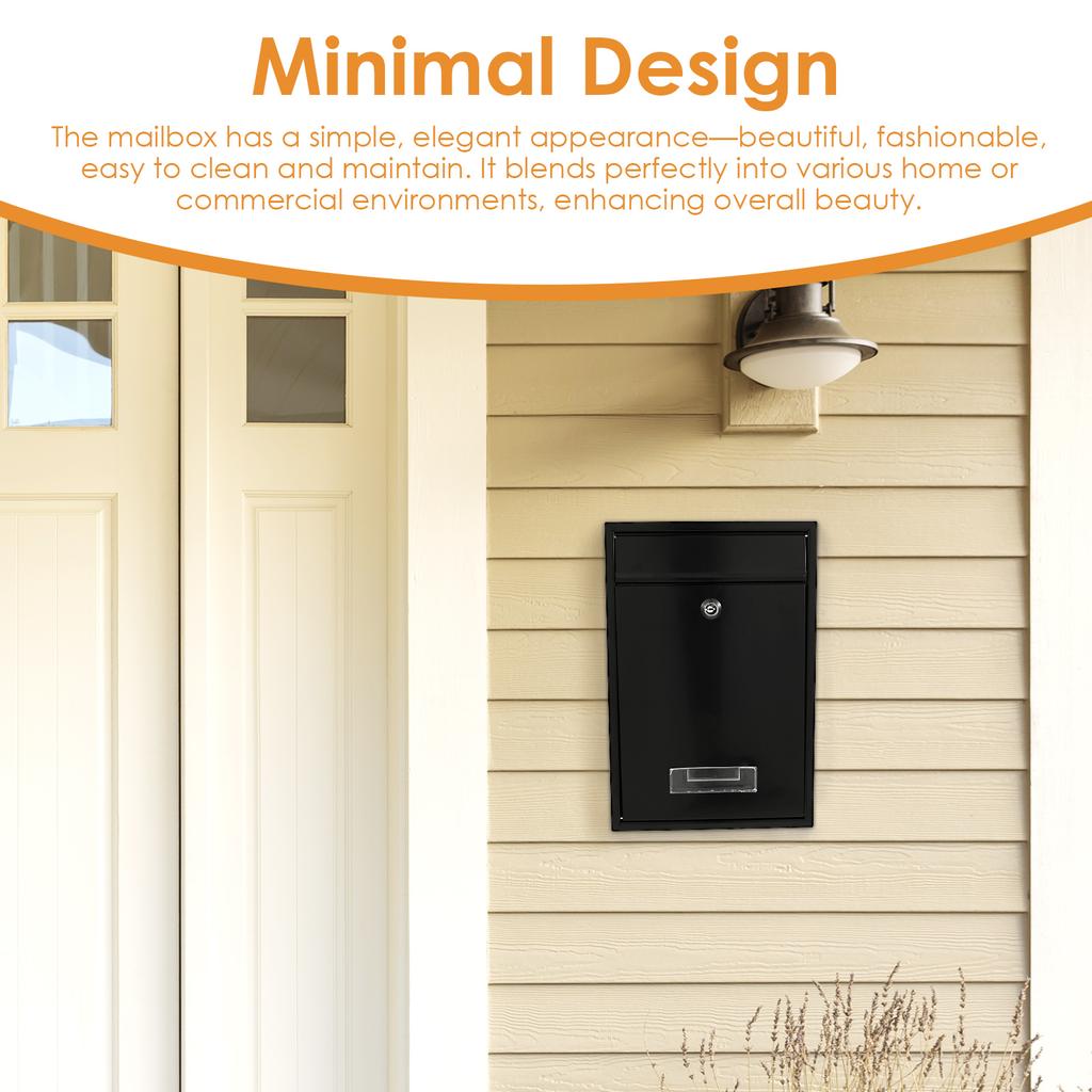 Wall Mounted Mailbox Heavy Duty Lockable Rust Proof Metal Post Box for School Office with 2 Keys Outdoor Gate Newspaper Mail Box