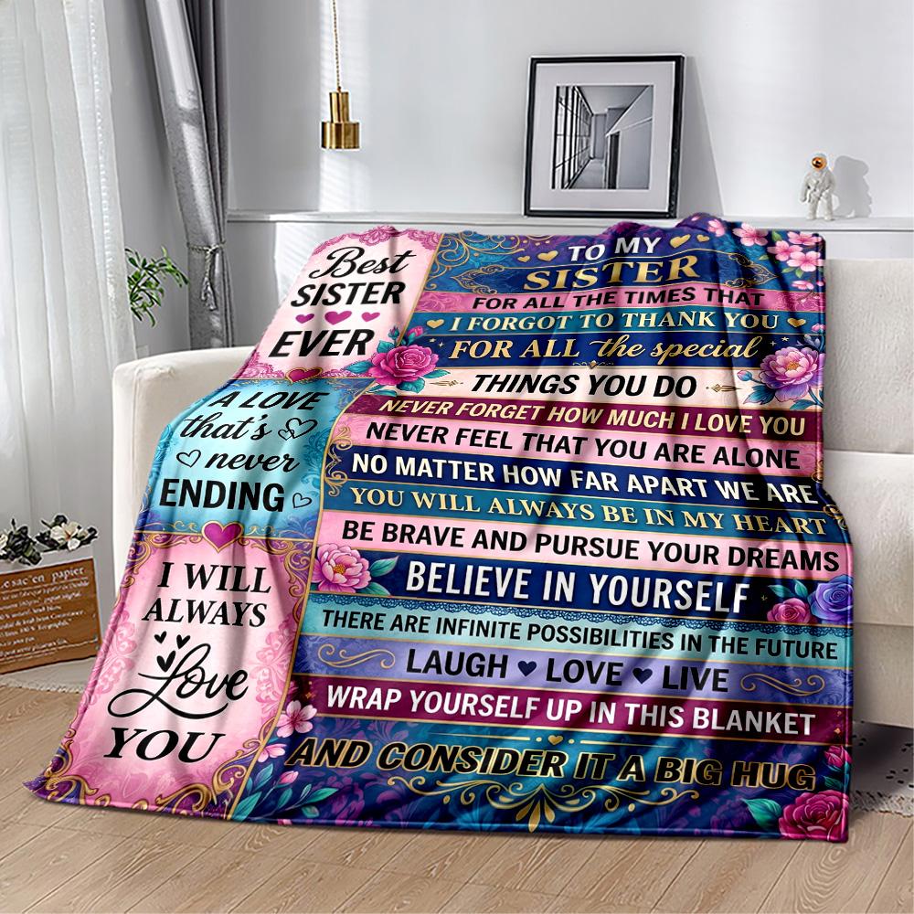 Love Inspiration Sisters Blanket Durable Comfort Suitable for Seaside Chair Livingroom for All Seasons Modern Style Birthday Christmas Gift Blanket