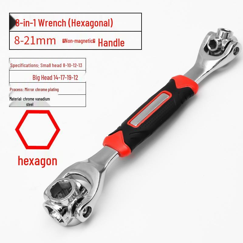 8-in-1 Universal Multi-Head Rotating Socket Wrench