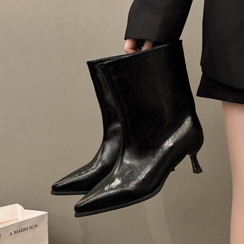 Autumn Winter Cosy Pointed Toe Woman Knee-High Boots Slip-On Low Thin Heels Cowboy Ladies Shoes Botas De Mujer Plus Size 41 42