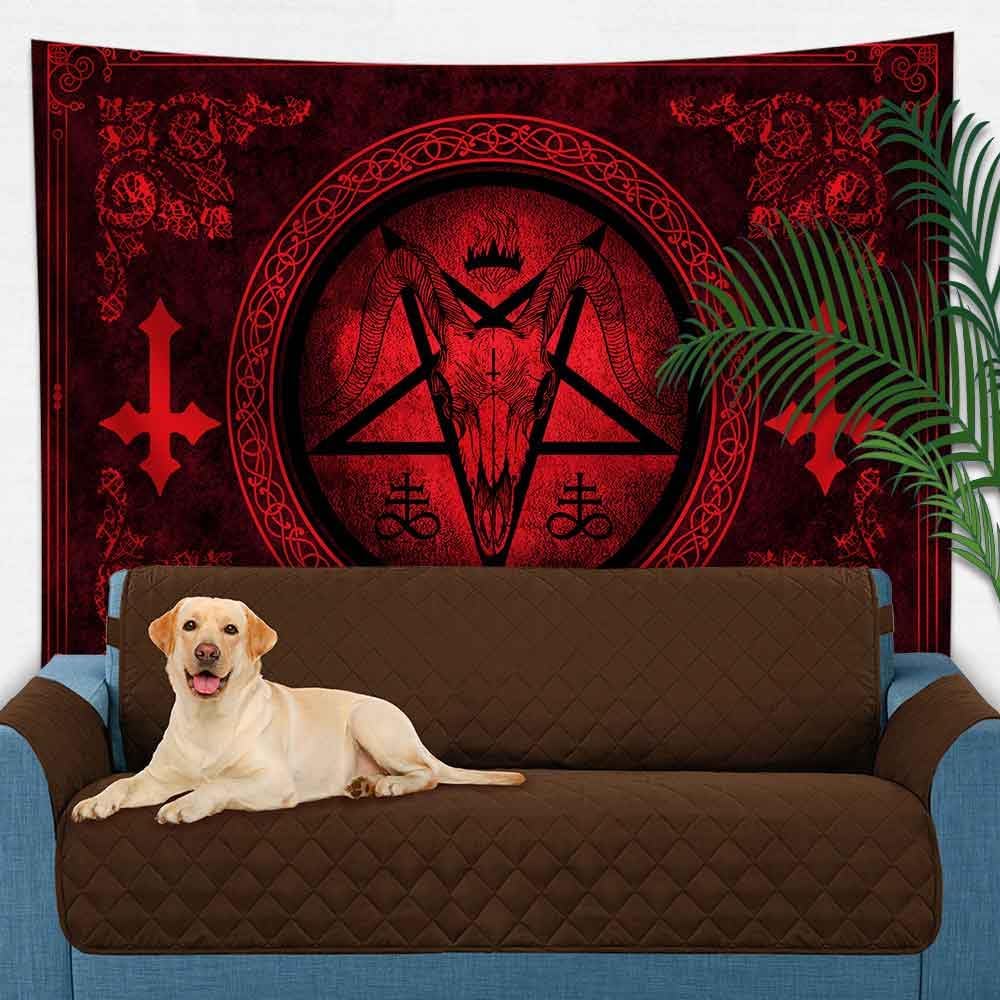 SHRAPHY Goat Head Pentagram Tapestry 80x60 Gothic Devil Demon Satanic Mysterious Hippie Wall Hanging for Living Room GTXTUH384