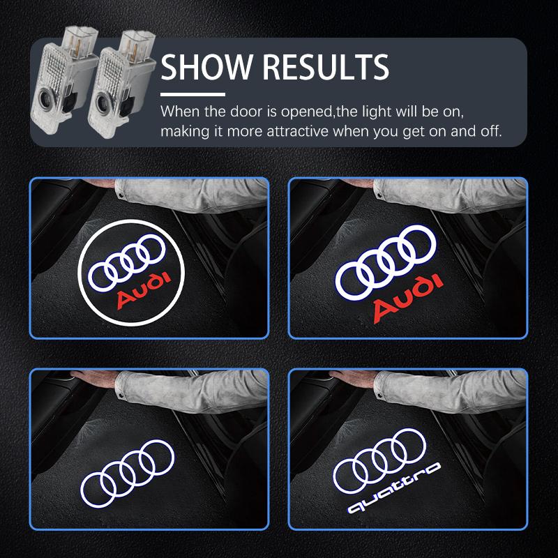 2PCS Car Door Welcome LED Light Logo Projector Laser For Audi A1 A3 A4 A5 A6 B5 B6 B7 B8 C5 C6 C7 A7 A8 Q3 Q5 Q7 TT Car Sticker