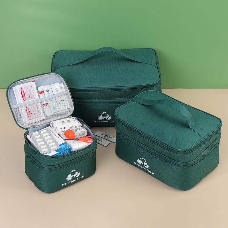 Double Layer Oxford Cloth Travel First Aid Kit Home Classification Storage Drug Sorting Bag with Epidemic Prevention Pouch