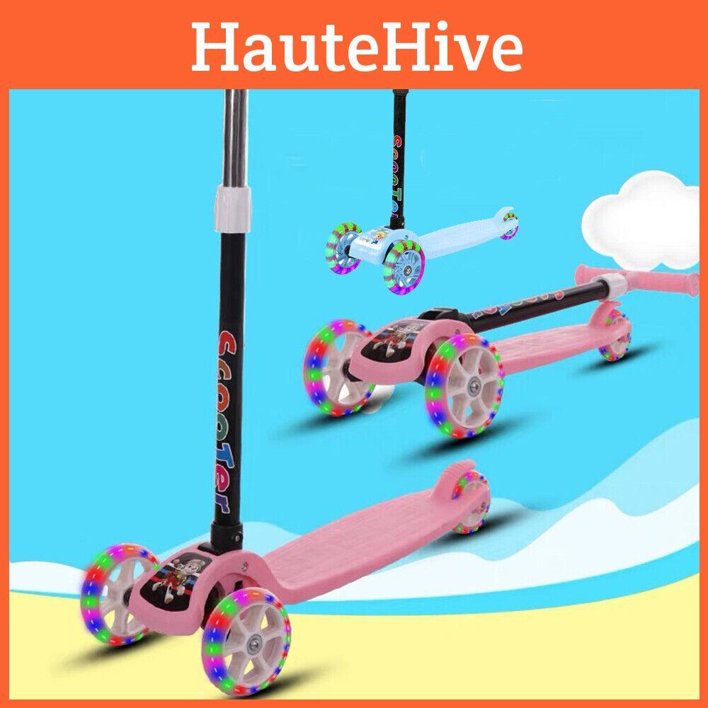 Odin Pink Foldable Wide Deck Flashing Wheels Music Children's Scooter