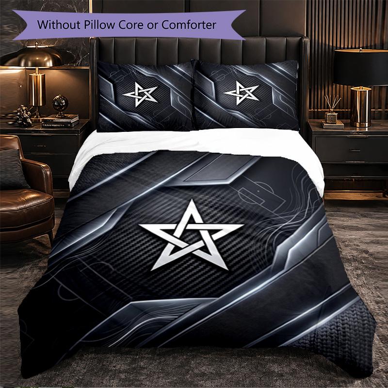 Morocco Football Pattern 3 Pieces Bedding Set Soft Microfiber Duvet Cover with Pillow Cases for Bedroom