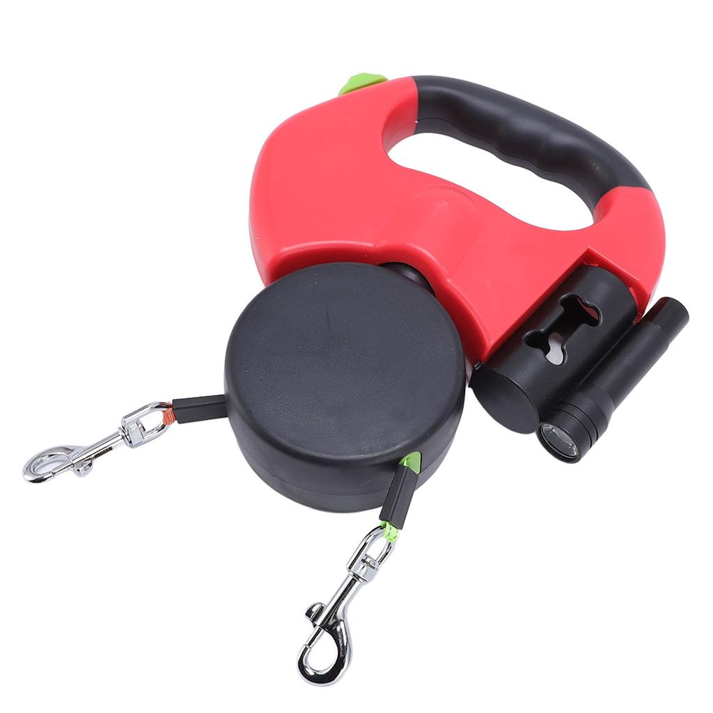 Automatic Double Retractable Dog Leash Built In LED Light Comfortable Grip Pet Walking Leash for