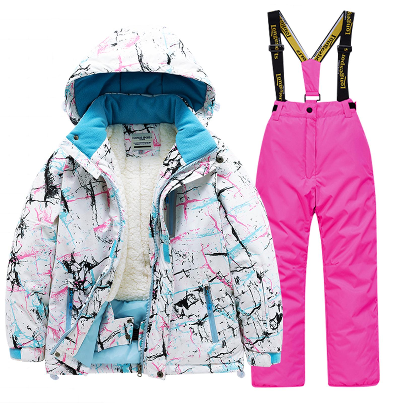 

Детский модный лыжный комплект для мальчиков и девочек, утолщенный водонепроницаемый теплый лыжный костюм, куртка и брюки, комплект 10