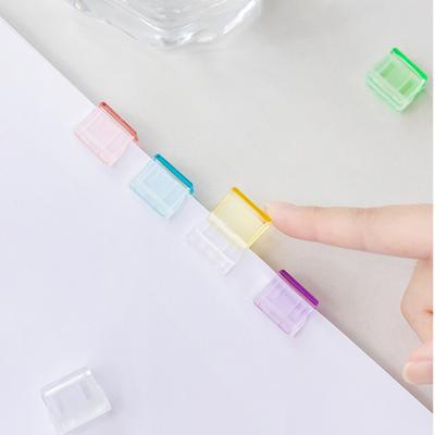 Clip-on Bookmarks Transparent Paper Clips with Push Mechanism Reusable File Fasteners Colorful Office Folders