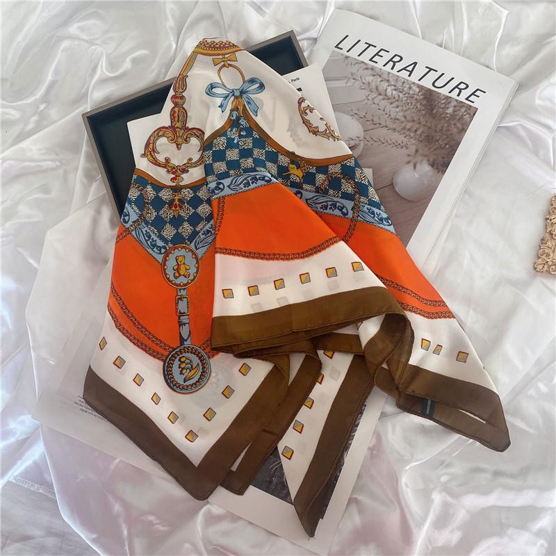 Luxury Desig Cashew Print Square Scarf Women’s Summer Breathable Silk Bandanna Luxury Female Neckerchief Fashion Hijab Gift 70cm