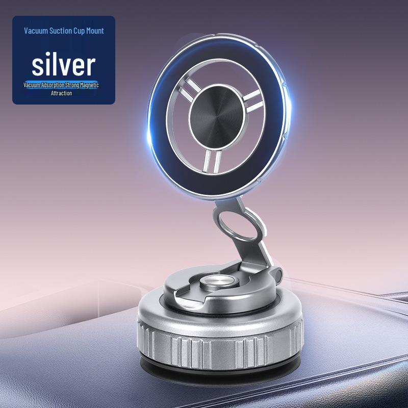 

Magnetic Car Phone Holder with Suction Cup for Secure Navigation срібний