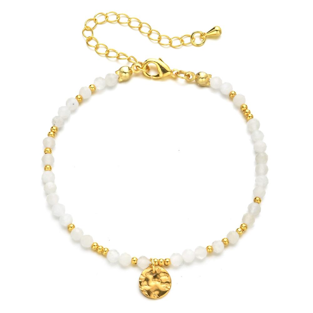 Fashionable Irregular Natural Stone Beaded Bracelet, Ethnic Style Stainless Steel Colored Jewelry Bracelet