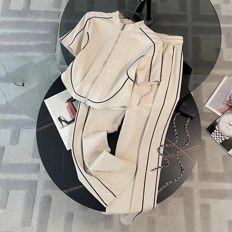 

Fashion Sportswear Set Women s Summer Style Western Style Age Reducing Korean Casual Wide Leg Pants Two Piece Sets XS