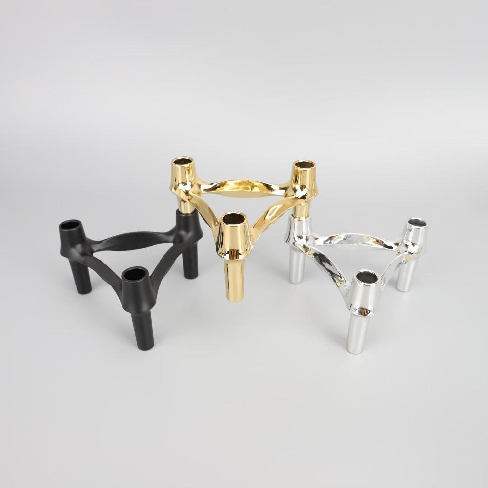 Nuovo Portacandele Struttura Molecolare Metallica Argento Nordico Decorazione Casa Candeliere Supporto Candela Regalo