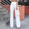 Modă Femei Haine de Birou Pantaloni Evazați Albi Culoare Solidă Talie Înaltă Pantaloni Sexy Slim Eleganți Casual Muncă Zilnic Pantaloni Elastici