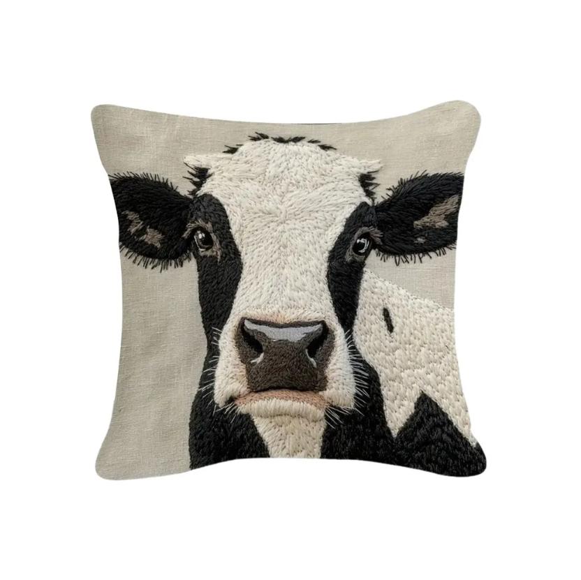 

Flat Printed Plush Cow Pillow Cover And Pillowcase