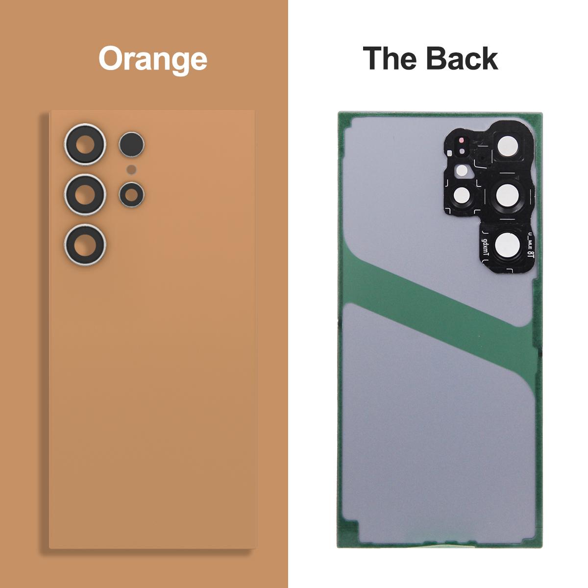 

Back Housing Battery Cover For Samsung Galaxy S24 Ultra S928B S928U S928W Back Rear Lid Glass Replacement with Camera Lens Orange Cover Lens