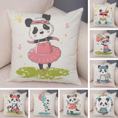 Cute Cartoon Panda Ballet Pirate Balloon Flower Design Cushion Cover Living Room Sofa Bedroom Decorative Pillow Case