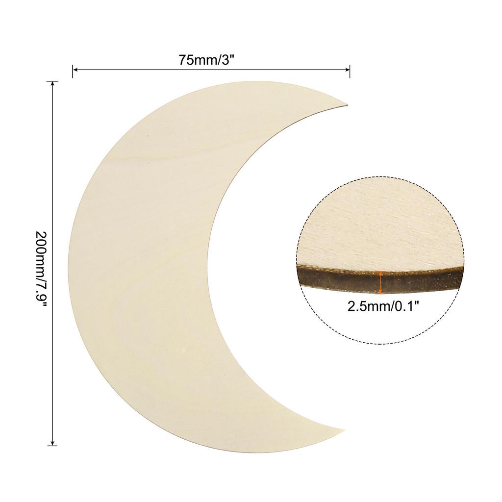 5/10/20/50/100pcs Wooden Moon Unfinished Wood Moon Blank Wooden Cutouts Ornaments Natural Wood Pieces for Christmas Party Craft